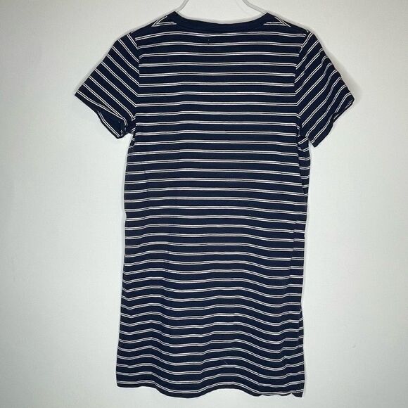 Madewell Navy and White Striped Short Sleeve T-Shirt Dress in Size Medium - Picture 4 of 8